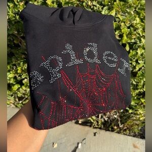 Sp5der Red Rhinestone Hoodie
